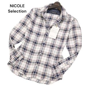 【新品 未使用】 NICOLE Selection ニコル セレクション 通年 日本製生地★ 長袖 チェック シャツ Sz.46　メンズ　I4T01557_4#C