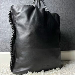 A4可◎極美品/GIORGIO ARMANI トートバッグ メンズ ジョルジオアルマーニ ビジネス レザー ブラック ロゴ型押し 黒 大容量 通勤 黒 本革 