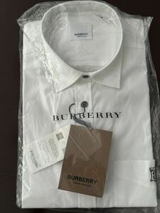 未使用新品 BURBERRY バーバリーロゴ 高級半袖シャツ コットンスリムフィットMサイズ タグ付き 1円スタート