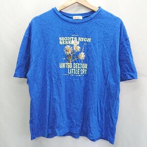 ◇ apres jour mignon アプレジュールミニョン 英字プリント 半袖 Tシャツ サイズF ブルー系 レディース E