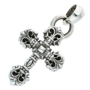 クロムハーツ Chrome Hearts FILIG/CROSS-XSM W/BALE/フィリグリークロスXSベイル wベイル/シルバーネックレストップ 中古 NO05