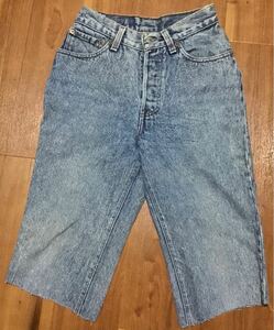 USA製★Levi‘s リーバイス 17501 カットオフ ジーンズ ウェスト 56cm★デニム ハーフパンツ ケミカルウォッシュ