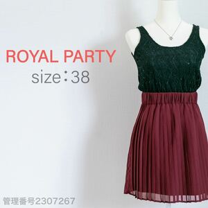 【最終値下げ】ROYAL PARTY(ロイヤルパーティ)プリーツスカート　キャミソールワンピース　ドレス　ワインレッド　バイカラー