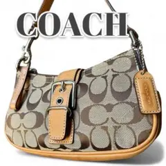 COACH　コーチ　アクセサリーポーチ　ハンドバッグ　ベルト　ベージュ　6362