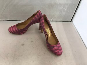 【SALVATORE FERRAGAMO】サルバトーレフェラガモ　レディスパンプス　パープル×ピンク　レザー　23.5cm　ヒール9cm　SY02-FSQ