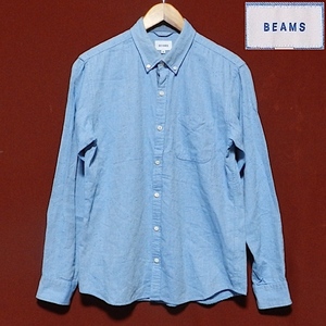 BEAMS ビームス 長袖シャツ ドレスシャツ デザインシャツ デニムシャツ 薄い 紺 混色 M サイズ