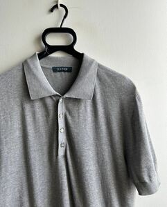 【美品】EADEM ポロシャツ ニットポロ メンズ L グレー 三越伊勢丹社製 コットン100% 日本製 エアディム