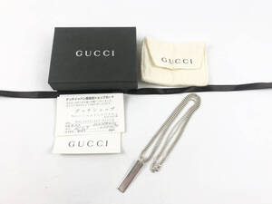 ☆箱カード付☆GUCCI グッチ ネックレス スクエアプレート ダブルボールチェーン シルバー 925 アクセサリー【オールド OLD ヴィンテージ】