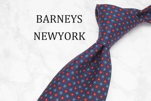 【美品】BARNEYS NEWYORK バーニーズ ニューヨーク A-572 ネイビー イタリア製 ブランド ネクタイ 良品 古着 卸 USED オールド SILK