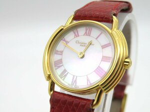 1円◆稼働◆ C.Dior D58-121-2 シェルホワイト クオーツ ユニセックス 腕時計 B952