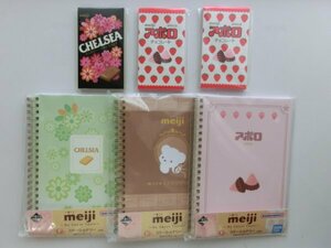 一番くじ meiji　B6リングノート 3種＆非売品メモ帳2種3個　チェルシー アポロ