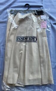 未使用　ランズエンド　LANDS‘END ベージュ　プリーツスカート　ウールガーゼ　ソフトプリーツスカート　9号　サマーウール100%