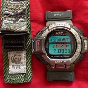 ☆★即決有★☆激レア！ELゾウガメ 迷彩ベルト 限定 WWF プロトレック CASIO PRT-60WWJ カシオ PROTREK デジタル腕時計 ELゾウ亀★美品★