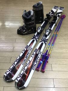 ☆★☆2025スタートセール！メンズカービングスキー４点セットN359　SALOMON　XWING 162cm /靴 HEAD 25.0-25.5cm/ POLE新品115cm