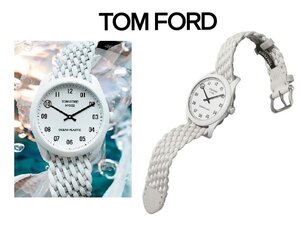 20万新品◆TOMFORD トムフォード 腕時計 OCEAN PLASTIC TIMEPIECE N.002 ホワイトダイヤル テキスタイルメッシュベルト 1円