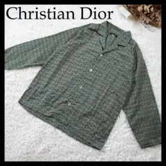 【美品】CHRISTIAN DIOR　ロゴ刺繡総柄オープンカラーシャツ　長袖　M