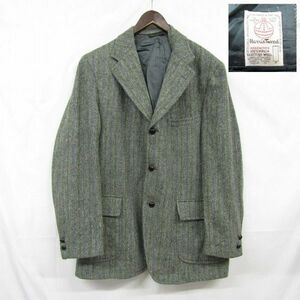 60s USA製 Vintage サイズ L 程度 Harristweed ウール ツイード テーラード ジャケット グリーン ハリス ツイード 古着 ビンテージ 3S2609