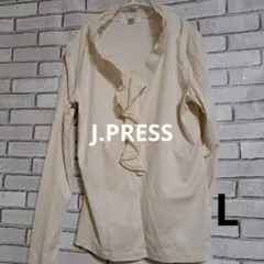 JPRESS ジェイプレス　長袖フリルブラウス　白　11号　L  フォーマル