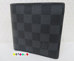 〔COLOURS〕 美品■ポルトフォイユ・マルコ■Ｎ６２６６４■ダミエ■グラフィット■2つ折り財布■Louis Vuitton