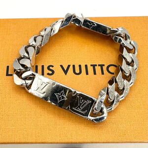 1円〜【王者の風格】LOUIS VUITTON ルイヴィトン モノグラム チェーン ブレスレット LV M62486 メンズ アクセサリー シルバー 喜平