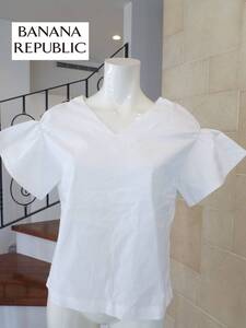 ￥7900 新品 BANANA REPUBLIC　バナナリパブリック ★白　半袖　プルオーバーブラウス　S相当