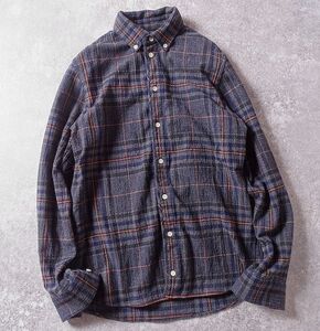 BEAMS LIGHTS WAX london ビームス×ワックス ロンドン ウール混 チェック ボタンダウンシャツ ネルシャツ メンズ (S) チャコール ●r-341