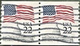 米切手「星条旗と議事堂」横２連＝使用済