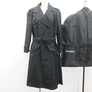 ITPJHUKY5436 即決 本物 国内正規品 CHANEL シャネル シルク トレンチコート ライオンボタン ベルテッド P37216V24958 レディース 44