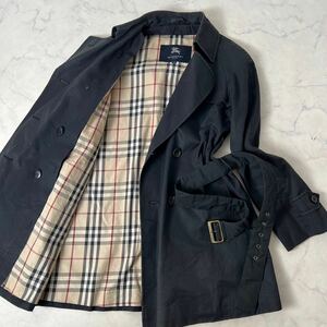 【L】バーバリーロンドントレンチコート 40 ベルト ロゴボタン ネイビー系 レディース D240129-1m BURBERRY LONDON