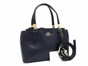 1円 ■極美品■ COACH コーチ F34797 クリスティー キャリーオール レザー 2WAY トート ハンドバッグ ショルダーバッグ ネイビー系 FG0545