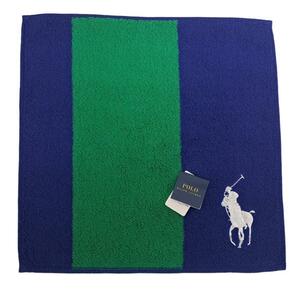 未使用 ラルフローレン タオル ハンカチ 刺繍　ビックポニー　ブルー グリーン　Polo Ralph Lauren 【中古】