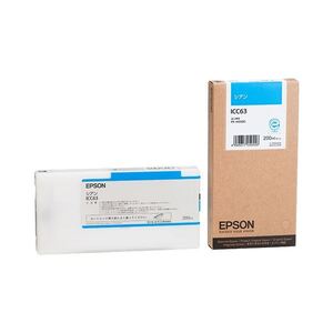 【新品】(まとめ) エプソン EPSON インクカートリッジ シアン 200ml ICC63 1個 〔×10セット〕