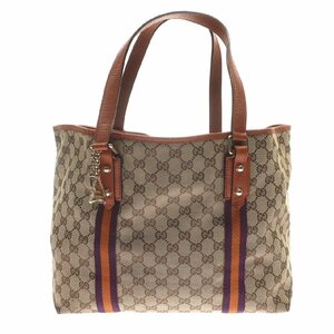 1円スタート GUCCI グッチ GGキャンバス トートバッグ 139260 シェリーライン GG柄 ゴールド金具 ハンドバッグ ブラウン メンズ レディース