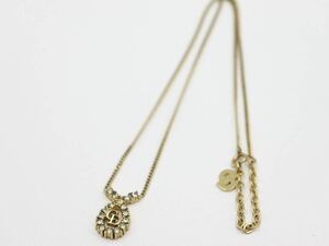 【良品】Christian Dior ネックレス ストーン ロゴ クリスチャン ディオール ヴィンテージ アクセサリー レディース レア ny19