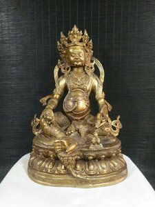 ◆古寳堂◆清 銅製 塗金 黄財神像 仏教古美術 供養品 極細工 古置物 古擺件 中国古美術 時代物 古董品