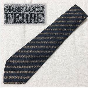 ■未使用タグ付き■定価1.5万円■GIANFRANCO FERRE ジャンフランコフェレ　ネクタイ　レジメンタルストライプ　シルク×ラメ　イタリア製