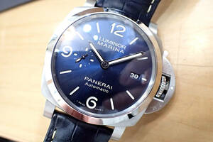 2021年 定価約123万◆PANERAI/パネライ ルミノールマリーナ 44mm ◆ ブルー文字盤/PAM01313 自動巻きメンズ腕時計