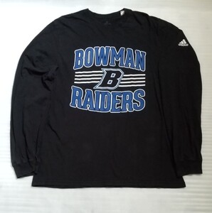 ☆adidas.com アディダス THE GO-TO TEE サイズL 長袖Tシャツ スポーツ ウェア フアッションCOTTONティー BOWMAN RAIDERS ロング黒ブラック