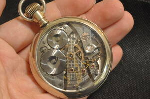 【1円スタート】【スケルトン仕様】Waltham 鉄道懐中時計 Vanguard ダイヤ受石 懐中時計 アンティーク 手巻き 機械式 1907年