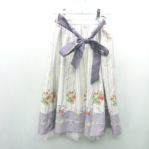 ◇ ◎ axes femme POETIQUE 総柄 ひざ丈 フレア スカート サイズM パープル系 レディース E