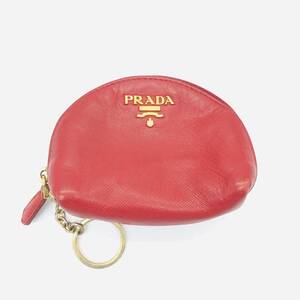 【保管品】PRADA プラダ コインケース キーリング ポーチ 小物入れ キーケース レッド系 1MM218 / io-1757-sw