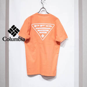 S / Columbia PFGコロンビア コットン 半袖 Tシャツ 背面 ロゴ グラフィック TEE デザイン プリント オレンジ 古着 アウトドア