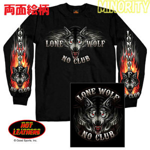 ４面絵柄 Lone Wolf 長袖Tシャツ / 狼 / オオカミ / 男女兼用 / おおかみ / ウルフ