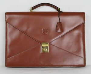 LOEWE ロエベ レザー ブリーフケース ビジネスバッグ アナグラム 刻印 スペイン製 b6647