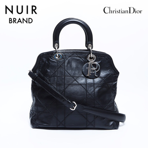 クリスチャンディオール Christian Dior ハンドバッグ カナージュ 2way シルバー金具 レザー ブラック