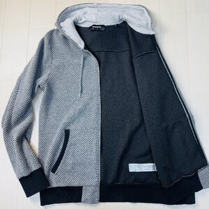 未使用並/XLサイズ★ディーゼル/DIESEL 立体凹凸 ワッフル編み ジップパーカー フーデットジャケット ブルゾン ストレッチ メンズ グレー