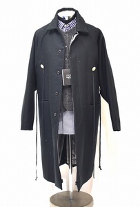 SEVESKIG (セヴシグ) Gobelin convertible collar coat コブラン コンバーティブルカラー コート ステンカラー ネイティブ コンチョ 黒 L