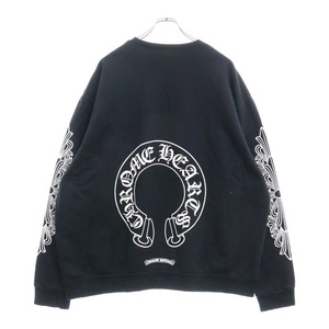 CHROME HEARTS クロムハーツ SWTSHRT PLVR 袖フローラルクロス バック ホースシュー プリント スウェット トレーナー ブラック