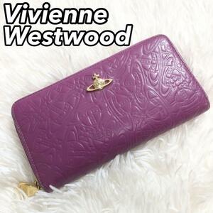  vivienne westwood ヴィヴィアン ウエストウッド ビビ 長財布 ロングウォレット コインケース ラウンドファスナー ピンク レディース 女性