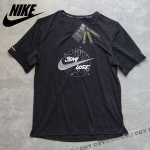 格安送料 Mサイズ 新品 NIKE ナイキ running ランニングウェア 半袖 Tシャツ 黒 ブラック マラソン 陸上 ジョギング ワイルド DA0217-010